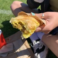 sausage and egg roll  at Black Rabbit in Edinburgh