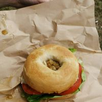Garlic chutney bagel at Black Rabbit in Edinburgh