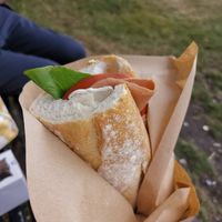 Ham and truffle cheese baguette at Black Rabbit in Edinburgh