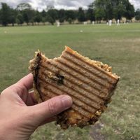 Haggis and cheese toastie  at Black Rabbit in Edinburgh