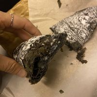 Charcoal croissant filled with white chocolate   at Black Rabbit in Edinburgh