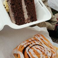 Oreo cake, cinnamon roll at Black Rabbit in Edinburgh