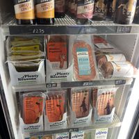 One of the chilled refrigerators. There’s one for cheeses. And all sorts of other shelf stable products   at Black Rabbit in Edinburgh
