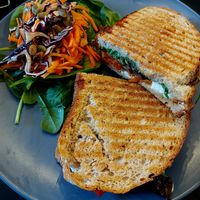 Sandwich with mushrooms and Greek cheeze at Black Rabbit in Edinburgh