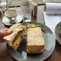 Nae egg and haggis sandwich with Siracha!  at Black Rabbit in Edinburgh