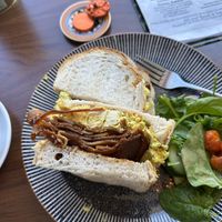 The most magnificent breakfast sandwichh  at Black Rabbit in Edinburgh