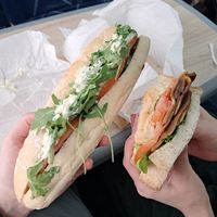 Halloumi baguette and BLT sandwich at Black Rabbit in Edinburgh