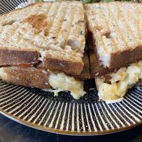 Cheese, Bakon and tomato melt  at Black Rabbit in Edinburgh