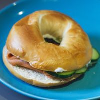 "Salmon" and cream cheese bagel at Black Rabbit in Edinburgh
