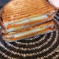 Ham and smoked gouda toastie. Cheese melted perfectly. Delicious. at Black Rabbit in Edinburgh