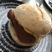 Bacon and egg roll at Black Rabbit in Edinburgh