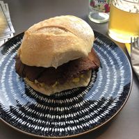 Egg and bakon roll (vegan)  at Black Rabbit in Edinburgh