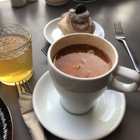 Soup of the day, chickpea and pasta  at Black Rabbit in Edinburgh