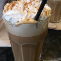 Pumpkin spiced decaf soya latte  at Black Rabbit in Edinburgh