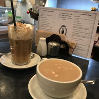 Hot chocolate and a Christmas bunny latte at Black Rabbit in Edinburgh