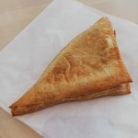 Santorini with olives, tomato and herbs at Greek Artisan Pastries in Edinburgh