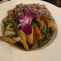 Thai basil with rice  at Aloy Modern Thai in Denver