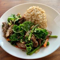 “Beef” and veggie stir-fry. at Healthy Hearts in Melbourne