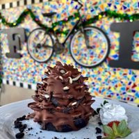 Vegan and Gluten-Free Desserts change on a weekly basis. This was an Oversized Oreo Truffle Pinecone. Vegan & GF.  at Vin'tij in Miramar Beach