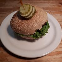 Beyond beef burger - plain at The Pink Bicycle in Victoria