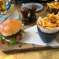 Moving mountains vegan burger with plain fries  at The Botanist in Bath