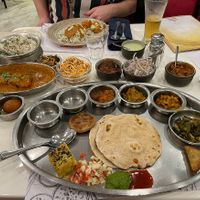 How the thali started, *note the paneer curry is not vegan.  at Samrat Veg Restaurant in Mumbai