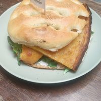 Sandwich with farinata at Tazze Pazze in Genoa
