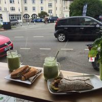 Vegan healthy kebab and smoothie, tomato and mozzarella panini  at Butter Bun in Bude