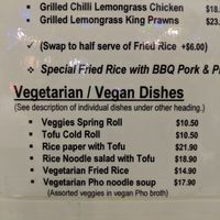 Vegan menu at d'Viet House Korean BBQ Grill in Airlie Beach