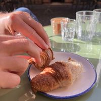 Mr Molinaro tears into il solo cornetto vegano    at Hosteria del Mercato in Rome