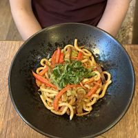 peanut udon noodles  at Maitrea in Prague