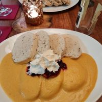 Traditional Czech bread dumplings at Maitrea in Prague
