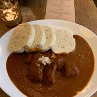 Black beer goulash (335kč) at Maitrea in Prague