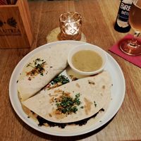 Amazing no duck and cabbage potato pancakes at Maitrea in Prague