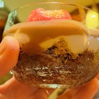 The multiple layers of Dubai kadayif cake 😍 at Maitrea in Prague