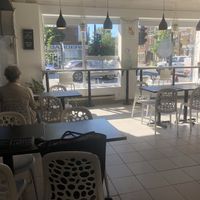 Seating area at Cafe Mucho Mucho in Montreal