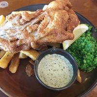 Banana blossom fish and chips   at The Harbourside Inn in St Austell
