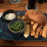 Banana blossom fish and chips  at The Harbourside Inn in St Austell