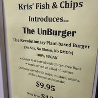 Vegan burger description  at Kris' Fish & Chips in Gimli