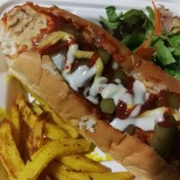 Take away - Hotdog (after a bite 😬) at Grön Vegan Yard in Nicosia