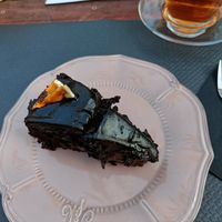 Orange chocolate cake at Grön Vegan Yard in Nicosia