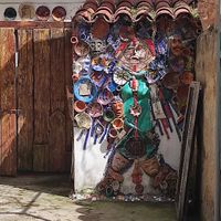 Art at the entrance at Grön Vegan Yard in Nicosia