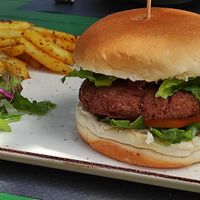 Soy burger at Grön Vegan Yard in Nicosia