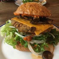 HUGE and tasty vegan burger!  at ILAE Burger in Klampenborg