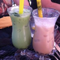 Matcha and chai boba tea at Shangri-La Tea Room and Vegetarian Restaurant in Boise