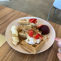 Oat & Hemp Seed Berry Waffles  at kb&co - Windermere in Edmonton