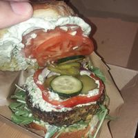 Green monster burger (inside) at Avocado Spot in Gdansk