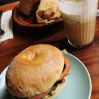 Briosch and iced coffee at Avocado Spot in Gdansk