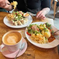 Dumplings & another dish from the Avocado Bistro next door. at Avocado Spot in Gdansk