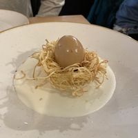Uovo al tartufo con porri e fonduta di pecorino   at Aromaticus - Trastevere in Rome